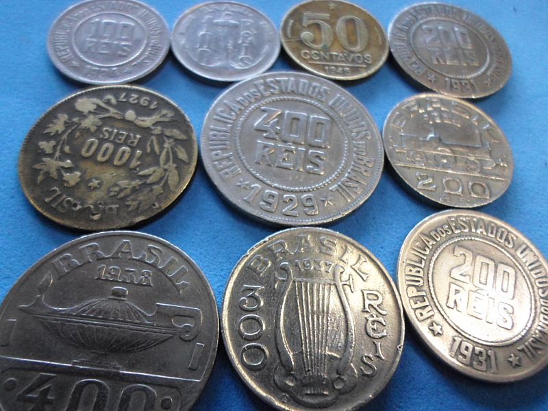 Lote com 10 moedas do brasil para colecao reis centavo