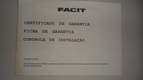 Manual Da Máquina De Escrever Facit 