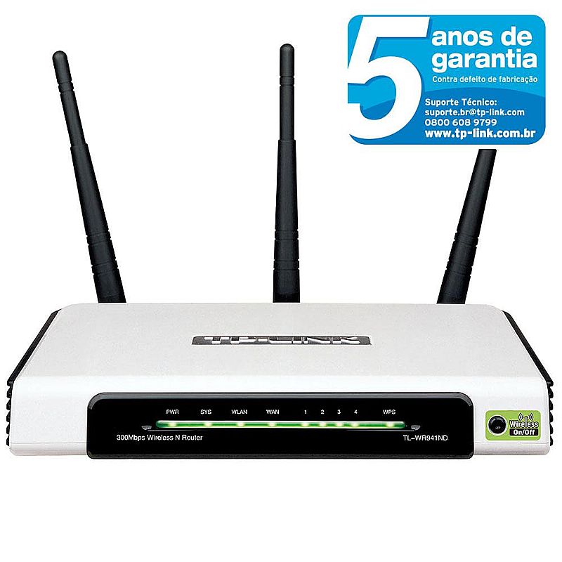 Roteador tp-link tl-wr941nd wireless n 300mbps com 3 antenas