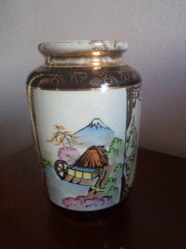 Vaso De Porcelana Com Desenho Oriental - Antigo - Wakamizu