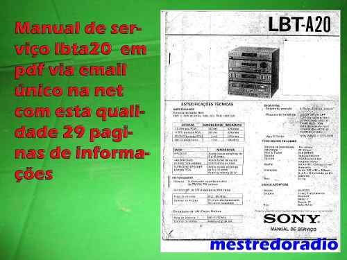 Manual De Serviço Sony Lbt A20 Lbta20 Lbt 20 A20 Em Pdf