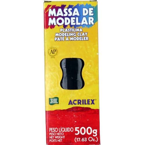 Massa Modelar Plastilina Modeling Clay Acrilex Preta 500gr