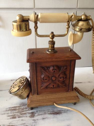 Telefone Antigo Teleart Madeira  C/ Selo