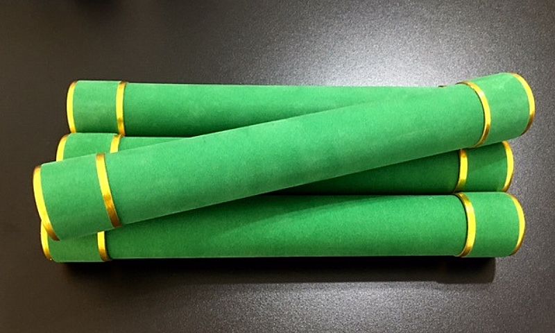 Canudos camurça verde c/ filete dourado 31x4 (mínimo 10)