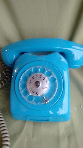 Telefone Antigo De Discar Retro Anos 80 Azul.