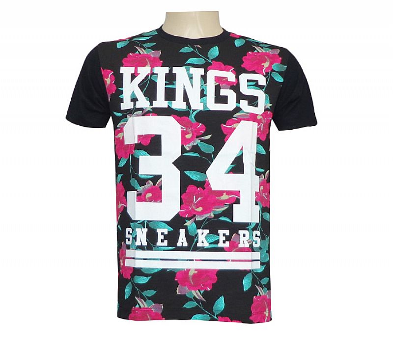 Camisa kings sneakers floral preto