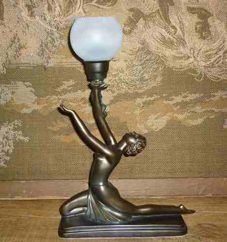 Abajur Luminária Em Peti Bronze Estilo Art Deco