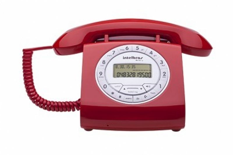 Aparelho telefone fixo tc  vermelho flash retro nfe