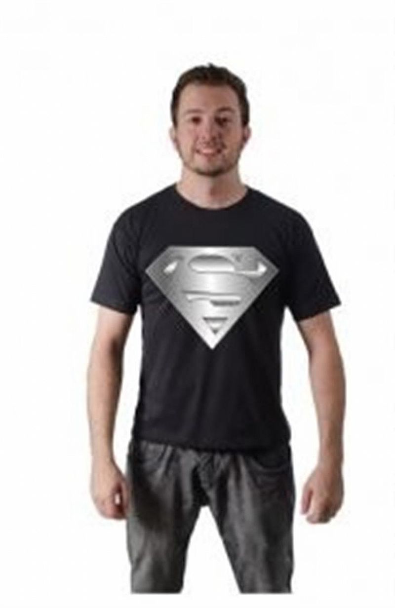 Camiseta superman logo prateado algodao