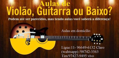 Aulas de Guitarra e Violão em Domicilio