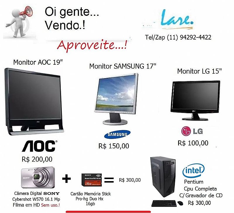 Monitores e camera digital a venda em São paulo