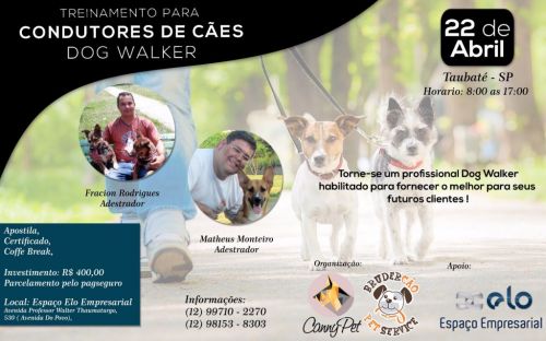 Treinamento para Condutores de Cães Dog Walker em Taubaté