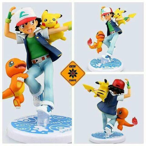 Figure Pokémon Satoshi (Ash Ketchum) Pikachu & Charmander