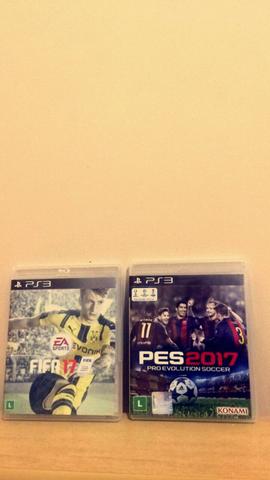 FIFA 17 e PES 17 originais PS3, R$150 os dois