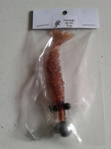 10 camarão artificial com jig head 15 gramas
