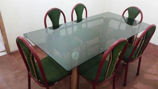 Mesa de jantar Vidro Fumê 6 cadeiras