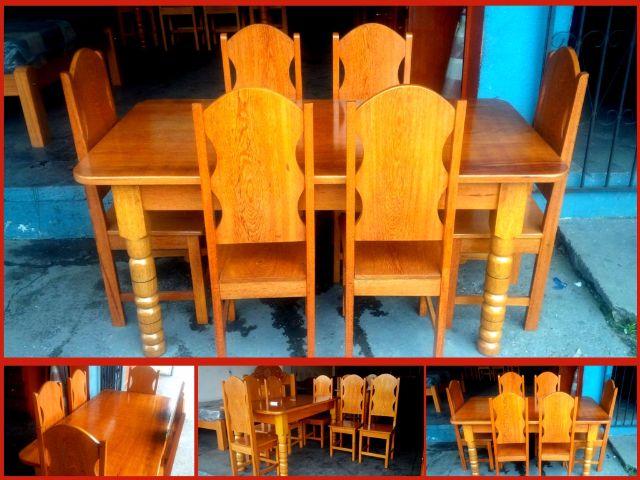 Mesa de 6 Cadeiras em madeira / Angelim Pedra