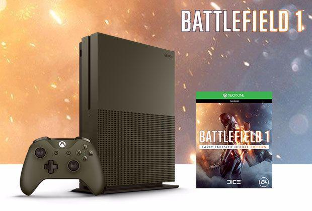 Xbox One S 1tb Bf1 Edição Especial Battlefield 1 Bf1 Verde