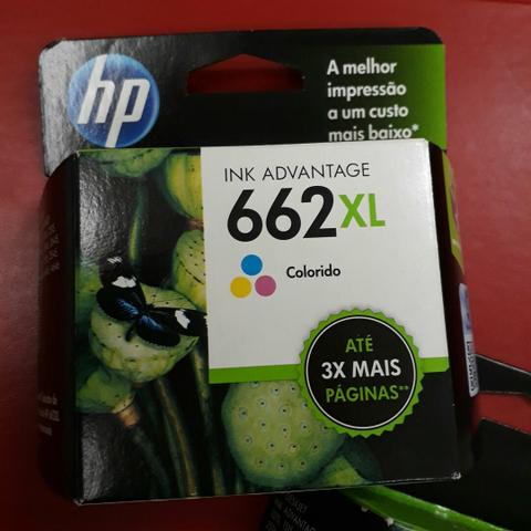 Cartucho HP 662XL colorido e preto