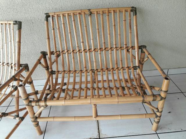 Cadeira externa para jardim de bambu sem almofada