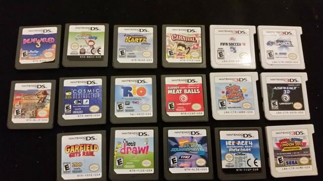 12 jogos nintendo DS normal e 5 jogos nintendo DS 3D