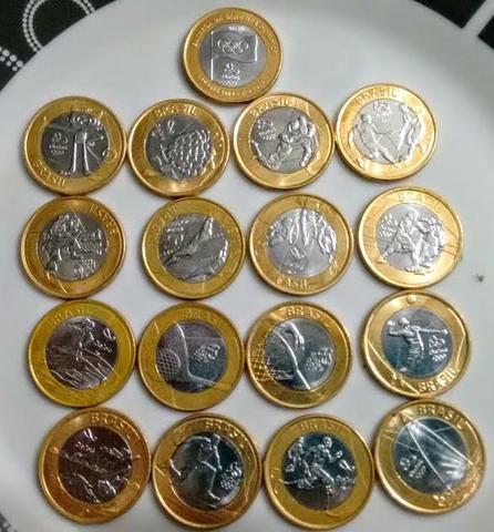 Coleção completa das 17 moedas da olimpíadas