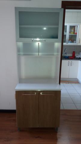 Armário cozinha vertical Novo Tempo cor branco com marrom