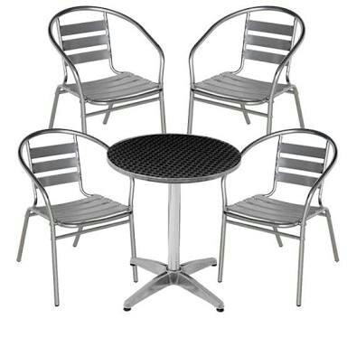 Mesa com 4 cadeiras alumínio