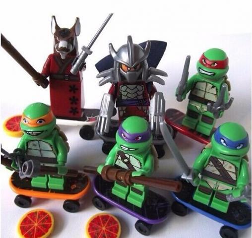 Tartarugas Ninja 6 personagens + 6 skate