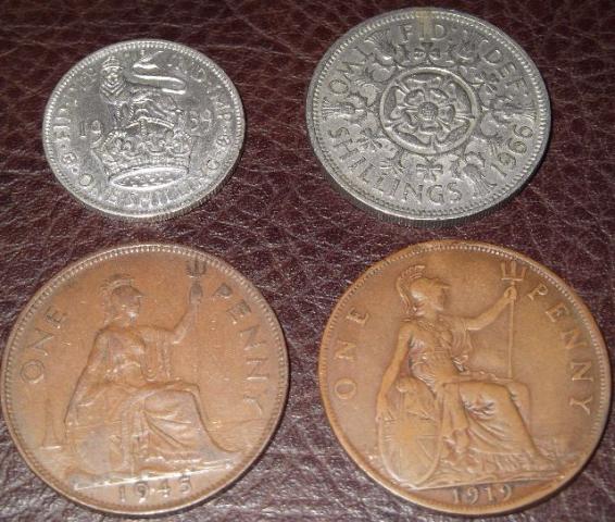 Coleção de moedas da Inglaterra com prata