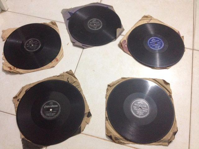 Discos antigos de vinil 78 rpm coleção ou decoração