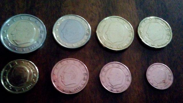 Conjunto moedas Euro da Bélgica, com 8 unidades