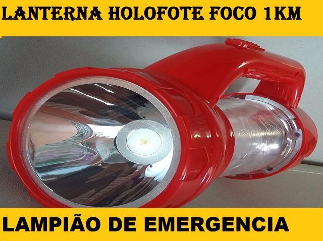 Lanterna Holofote Lampiao Recarregável Led 1km Bateria 12hs