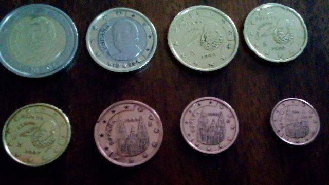 Moedas de Euro Espanha, conjunto com as 8 moedas