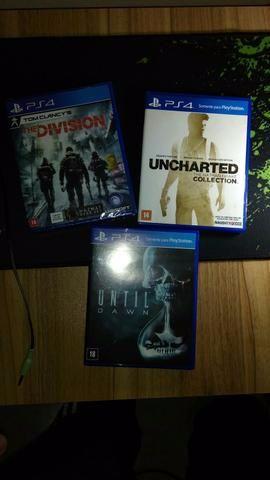 Três jogos PS4 - Uncharted Collection, Until Dawn e The