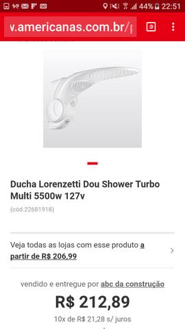 Ducha Elétrica Multitemperatura Turbo Duo Shower Lorenzetti