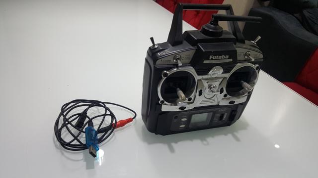 Rádio controle Futaba t6ex com cabo para simulador e 1