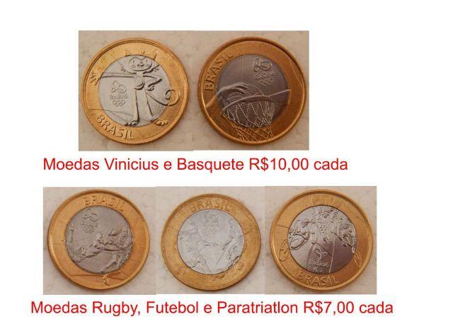 Moedas 1 Real - Vinicius - Basquete - Rugby - Futebol -