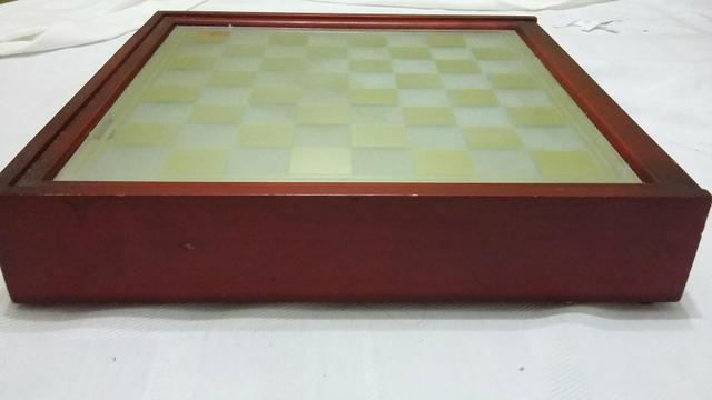 Tabuleiro de xadrez/dama/gamão em vidro espelhado