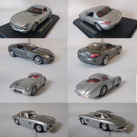 1/18 Miniaturas Mercedes-Benz SLS, 300 SL, 300 SLR, SLR