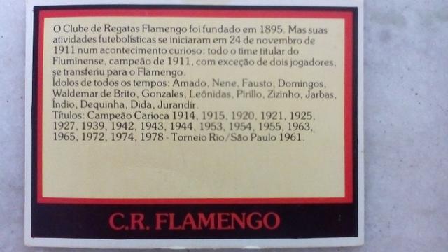 Figurinhas Card do Flamengo