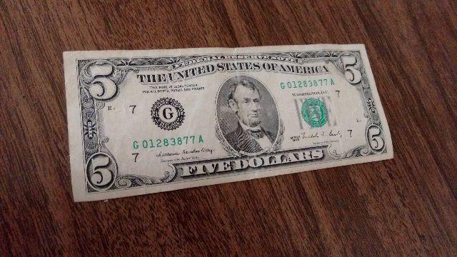 5 Dólares - Five Dollars - Letra G - Selo Verde 