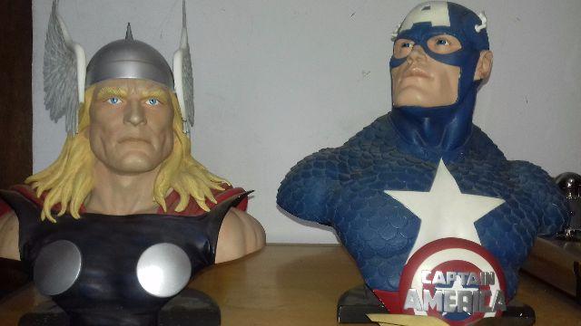 Bustos do Capitão America e do Thor