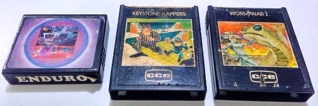 3 Jogos P/ Atari: Keystone Kappers, Enduro, Worm War 1 Game