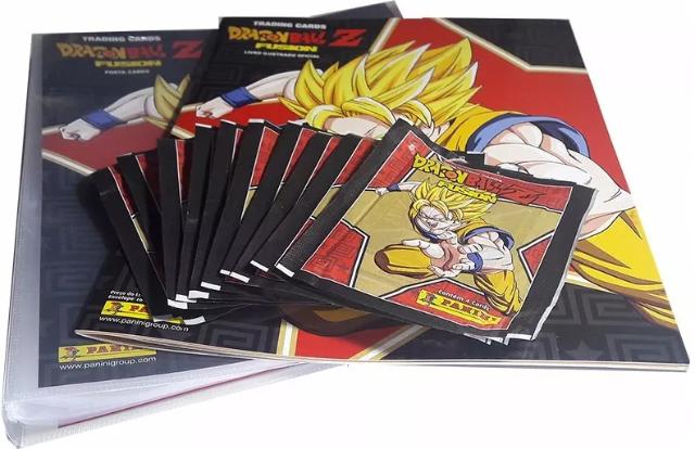 C/ Kit Cards Dragon Ball Z Fusion Pasta Álbum 10 Envelopes