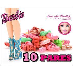 Kit Com 10 Pares De Sapatinhos P/ Bonecas Barbie * Sapatos