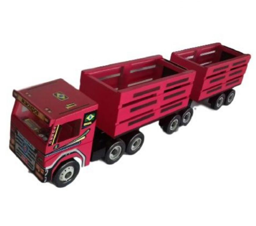 Brinquedo - Carreta Scania Bitrem Vermelha Boiadero