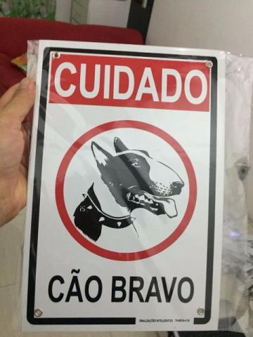 Placa Cuidado -Cão Bravo Bull Terrier