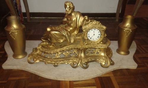 Relógio Mesa Todo Em Bronze Inglês