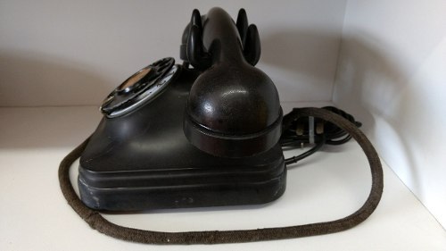 Telefone Antigo Baquelite Preto Raridade